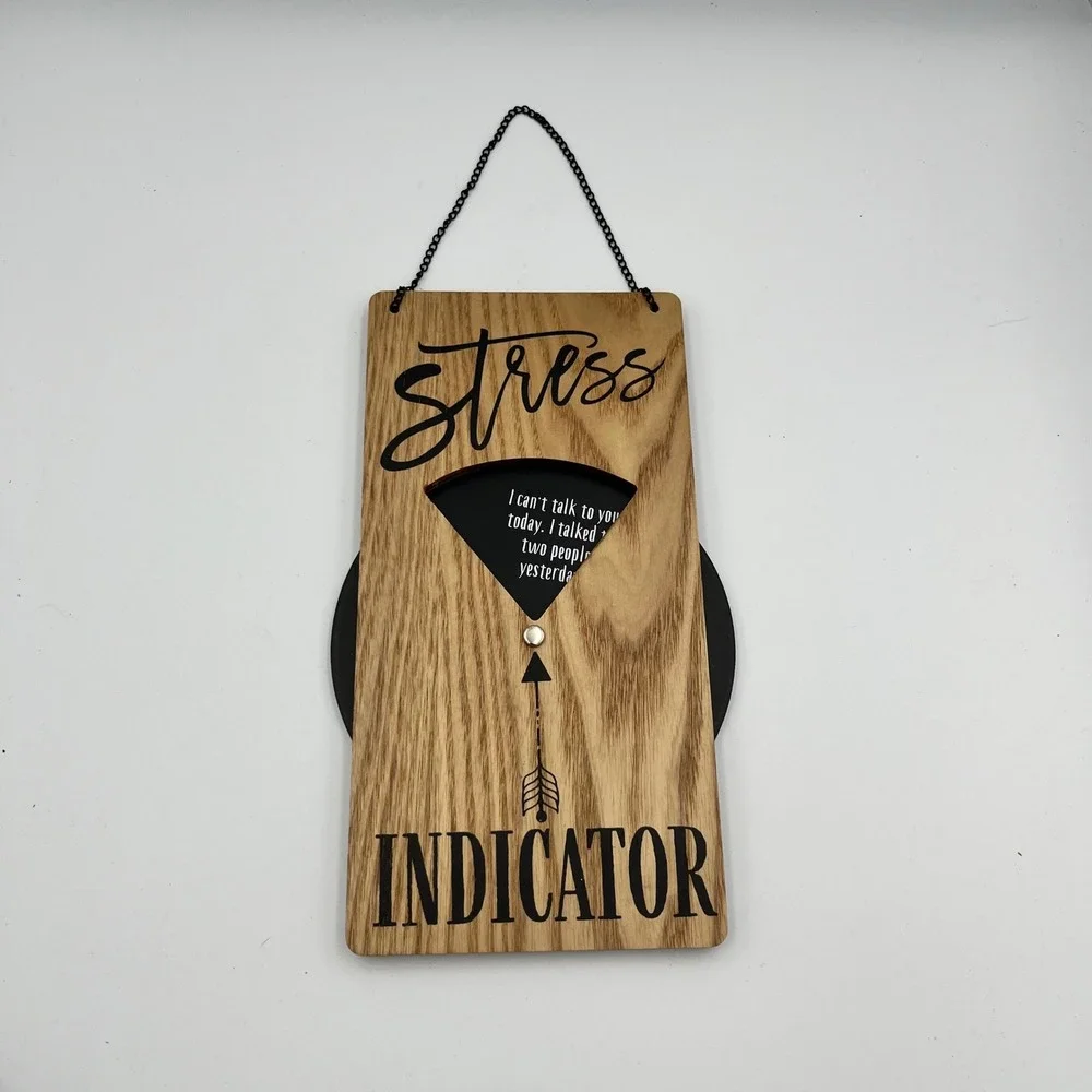 Funny Wood Stress Indicator Sign Wall Decor Hanging‎ Chain Quote Gift